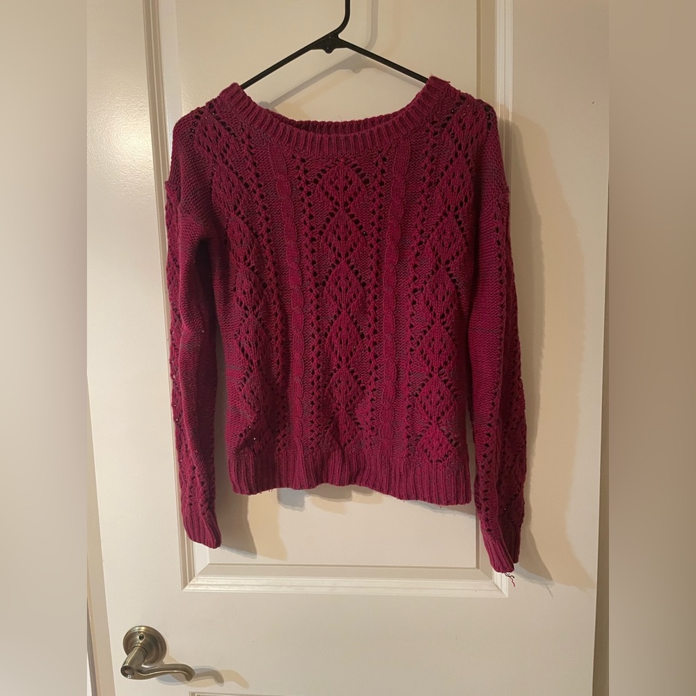NWOT M Fang Open Knit Red Sweater